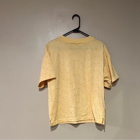 VGT French Navy Made In USA Size Large Yellow Floral Embroidered Short Sleeve - Picture 3 of 5